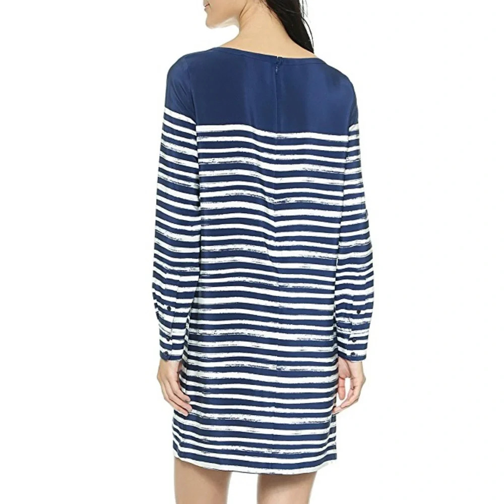 VINCE NWT Marker Stripe Long Sleeve Silk Dress - Picture 2 of 8